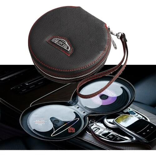 Portable PU Leather Disc Bag Car DVD Holder Universal Storage Box Lambskin CD Bag Waterproof Car Interior Organizer Accessories