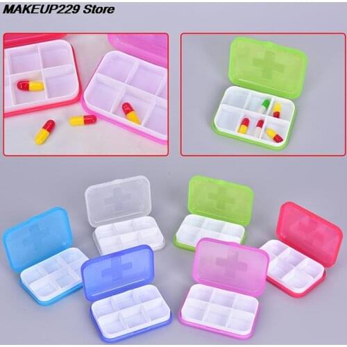Portable Pill Cases Travel Dispen Storage Container Colorful Drug Dispenser Packing Container 6 Slot Moisture-proof Pill Box