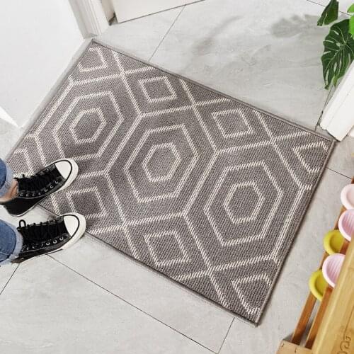 Geometry Pattern Hard-Wearing Doorway Floor Carpet Water Absorbent Hallway Anti-Slip Bath Mat Decorative Washable Bathroom Mats