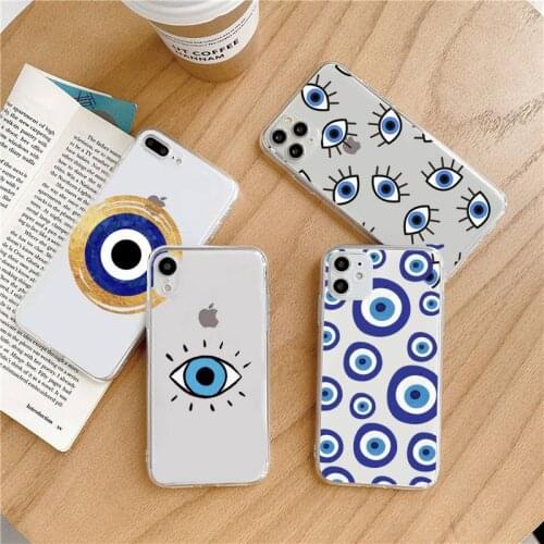 Evil Eye Turkish lucky Blue Phone Case Transparent soft For iphone 5 6 7 8 11 12 s c se plus mini x xs xr pro max shell
