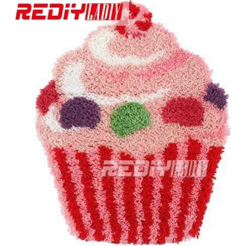 REDIY LADIY Latch Hook Rug Wall Tapestry Pink Icecream Floor Mat Pre-Printed Canvas Cushion Yarn Embroidery Unfinished Carpet