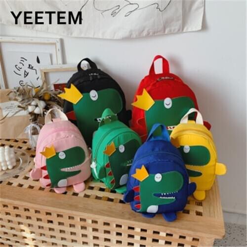 Childrens Anti-lost Backpack Cute Kawaii Dinosaur Cartoon Boy Girl Backpack Tide Belt Nylon Kindergarten School Bag Student