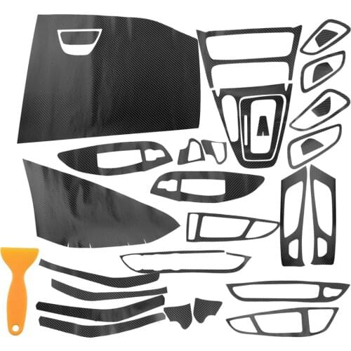 Car Door Handle Gears Carbon Fiber Style Interior Sticker Cover Trim Kit Fit for Ford Focus 2015 2016 2017 2018 LHD