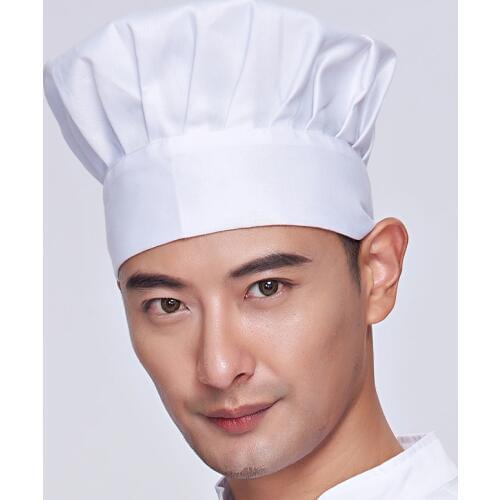 Chef hat male work hat white mushroom cap food factory meal kitchen drink oil cap men and women hat