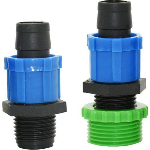 Drip tape connector Male 3/4 1/2 to 16mm lock nut For Agriculture Greenhouse irrigation adapter 40pcs