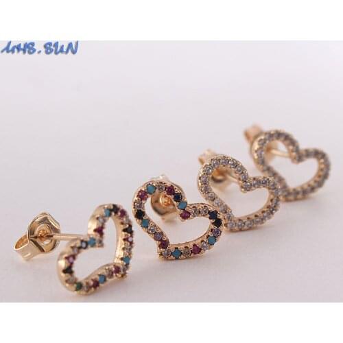 MHS.SUN 1Pair Exquisite Stud Earrings Jewelry Women Zircon Love Heart Earrings Fashion Crystal Ear Accessories For Party Gift