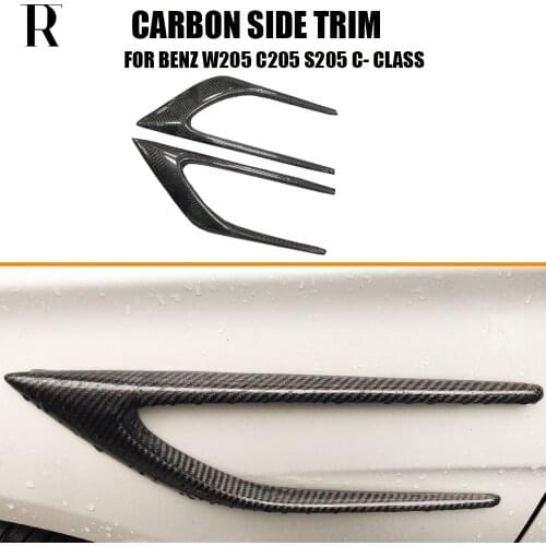1 Pair C63 Add on Style Carbon Fiber Side Air Fender Trim Cover for Benz W205 C205 C63 C63s AMG Coupe & Sedan 2015 - 2022