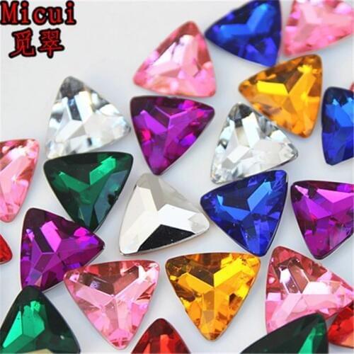 50pcs 15mm triangles shape Crystal Fancy Stones Pointed back Acrylic rhinestones For Clothes Jewelry Crafts MC767