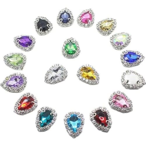 ZMASEY 18 Color 10Pcs/Lot 16*20mm Cheap Price Rhinestones Acrylic Buttons Wedding Party Handwork Decoration Shiny DIY Accessorie