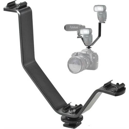 125mm DSLR Triple Hot Shoe V Mount Flash Bracket for Video Lights Microphones Monitors to Cameras Camcorders