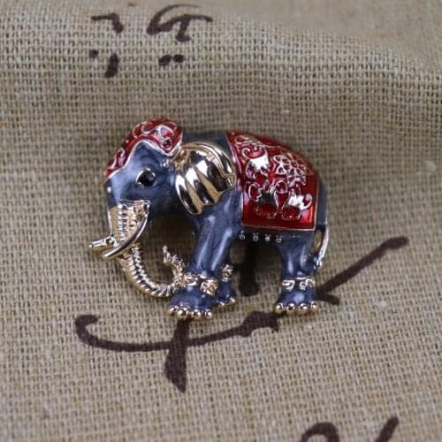 Vintage Elephant Brooches Enamel Pin Color Glaze Dripping Exotic Palace Female Metal Badge Suit Lapel Pin Women Men Accessories