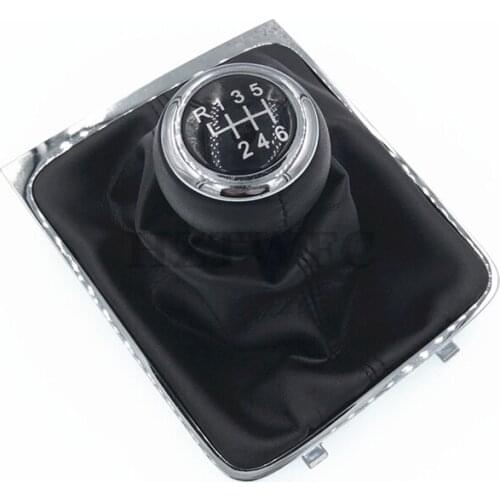 High Quality 6 Speed Leather Car Manual Gear MT Shift Knob Gaitor Boot For VW Passat B6 2005-2011