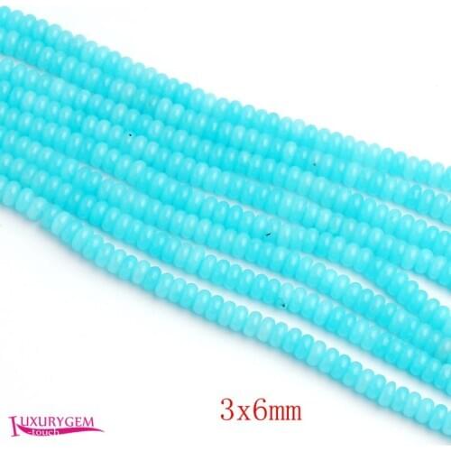 High Quality Blue Natural Jades Stone Smooth Rondelle Shape DIY Gems Stone Necklace Bracelet Jewelry Loose Beads 15 Inch w4896