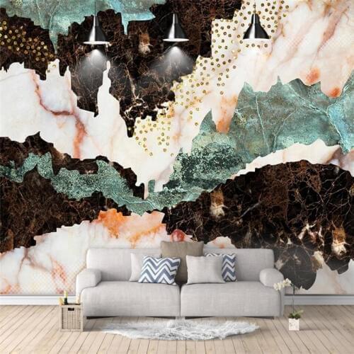 Wellyu Modern Abstract Golden Mountain Marble Creative TV Wall Custom Large Mural Green Wallpaper papel de parede para quarto