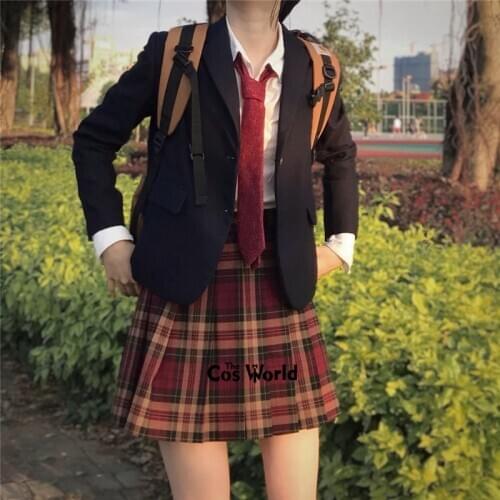 [Roasted Beef] Japanese Summer High Waist Pleated Plaid Skirts For JK School Uniform Students Cloths