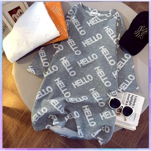 Hello Letter Print Womens T-shirts Harajuku Girls Plus Size Tops O-neck Short Sleeves Tops Casual Loose Summer Tshirt Plus Size