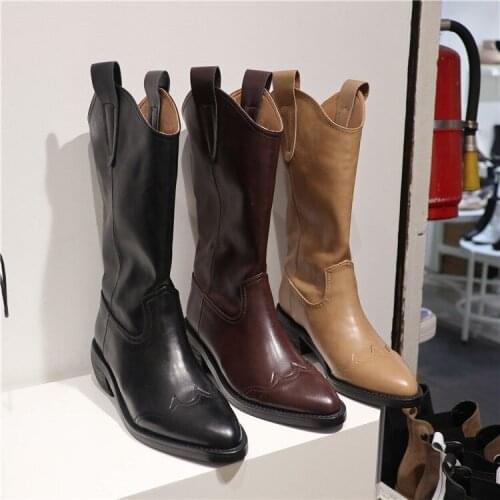Big Size 35-43 Women Beige High Heels Wedges Long Boots Lady Riding Cowboy Boots Autumn Designer Pointed Toe Knee-High Boots