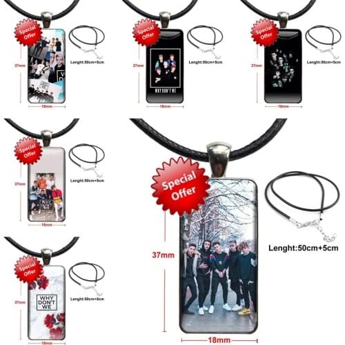 For Women Party Gift Original Why Dont We Custom Glass Cabochon Pendant Necklace Rectangle Fashion Necklace