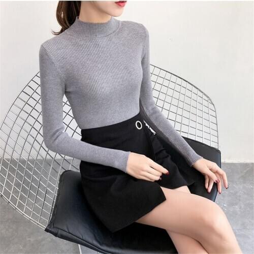 2020 Autumn Winter Knitted Pullovers Sweater Women Korean Elasticity Casual Jumper Slim Turtleneck Warm Female Sweaters b660