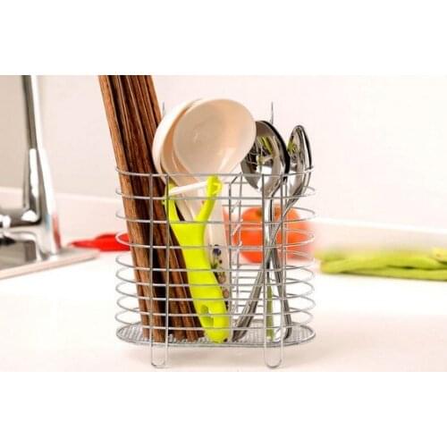 1PC Household Stainless Steel Chopsticks Tube Hanging Chopsticks Cage Tube Kitchen Shelf Tableware Cage chopstick holder OK 0203