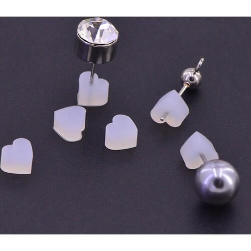 1000pcs White Plastic Hypoallergenic Ear Plug Heart-shaped Earring Stopper Earring Back