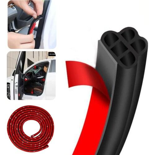 1 X 5M L-Shape Rubber Insulation Noise Car Door Seal Strip Soundproof Strong Adhesive Hood Trunk Edge Weatherstrip Moulding Trim