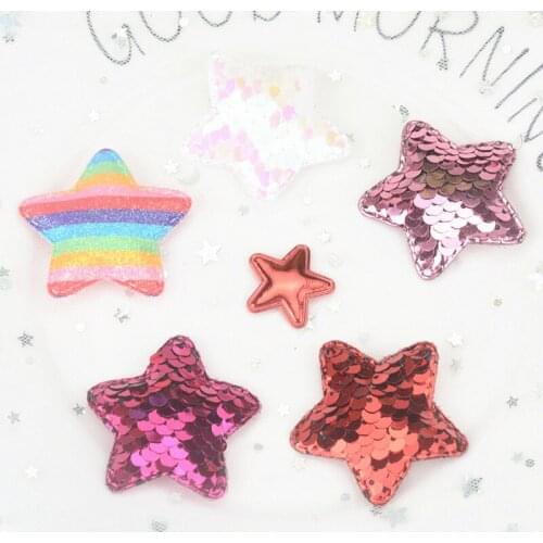 20pcs/lot 4.8cm bling bling Glitter star Head Padded Applique for DIY Children headwear Accessories & DIY Craft Decoration