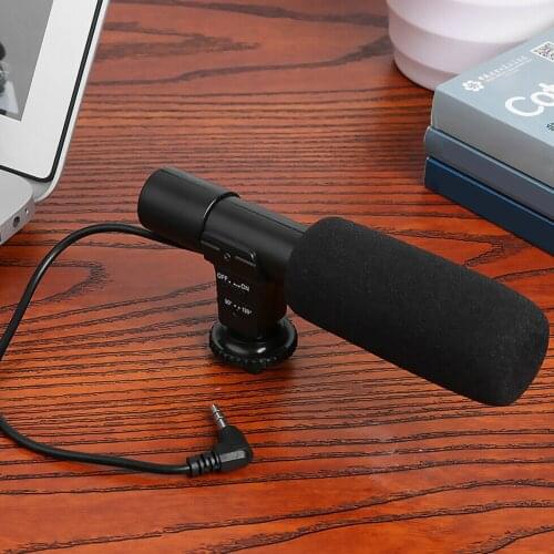 3.5mm Digital Stereo Studio Equipment Interview Vlog Recording Portable Professional Condenser Video Camera Microphone External