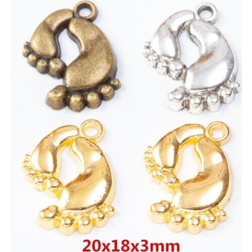 45 pieces of retro metal zinc alloy foot pendant for DIY handmade jewelry necklace making 7588