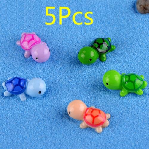 5Pcs Multicolor Artificial Turtle Miniature Figurines Dollhouse Bonsai Micro Landscape Decor Fairy Garden Miniatures Ornaments