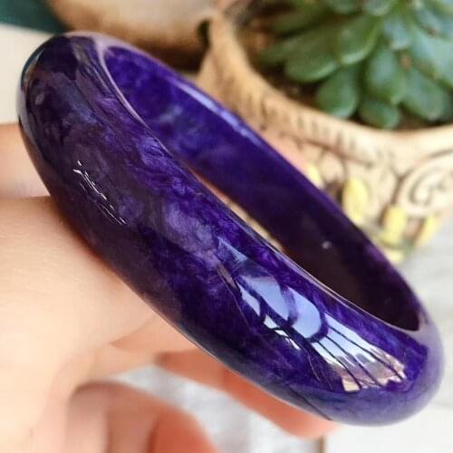 61mm Natural Purple Charoite Gemstone Beads Bracelet Bangle Crystal Lady Bangles For Women Fashion Inner Diameter 58mm AAAAAA