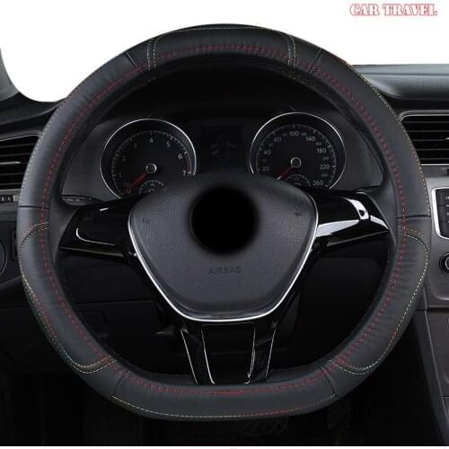CAR TRAVEL Leather Car Steering Wheel Cover For Mitsubishi ASX Outlander Lancer Pajero L200 Mirage Triton Attrage