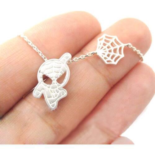Daisies One Piece Chic Boho Spider Man and Web Shaped Charm Necklace Marvel Super Heroes for Women Fashion Jewelry