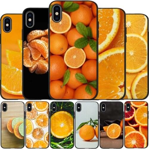 Fruit Citrus Orange black Silicone Phone Case For iPhone 12 XR XS Max 5 5S SE 2020 6 6S 7 8 PLUS X 11Pro Max 11 Cover