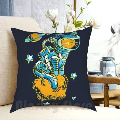 Space Cat Pillow Case Printed Home Soft DIY Pillow cover Space Outer Space Cosmos Cosmic Universe Astronaut Planets Stars