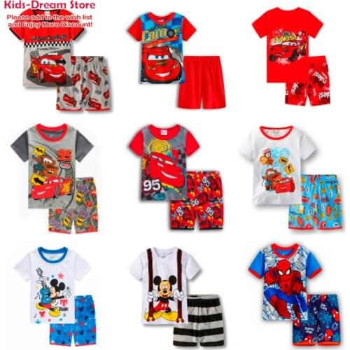 Kid Pajamas Set Cartoon Pixar Cars Lightning McQueen Mickey Baby Boy Girl Clothes Summer Childrens Sleepwear Pyjamas Pijamas Set