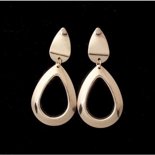 European New Fashion Hollow Big Waterdrop Earrings For Women Simple Personality Statement Smooth Metal Brincos Jewelry