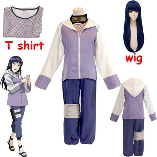 Hinata Hyuga Cosplay Anime Shippuuden 2nd Generation Full Combo Set Cosplay Costume Hoodie Jacket Wig Halloween party Dress Up
