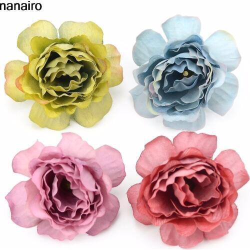 50pcs Artificial Carnations Silk Flower Heads For Wedding Home Decoration DIY Headmade Scrapbooking Wreath Cheap Fake Flower
