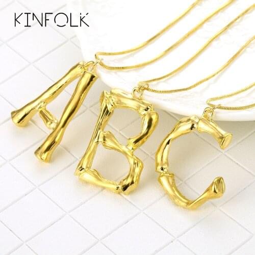 KINFOLK Boho Gold Letter Necklaces For Women Bohemian Initial Chains Necklace Pendant Chocker Necklace Jewelry 2020