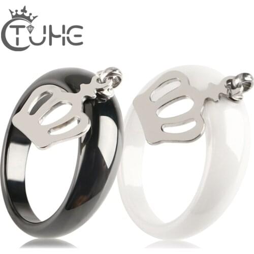 2018 Personality Style Hollow Crown Ring Jewelry Irregular Shape Ceramic Rings Engagement Wedding Party Gift Personality Jewelry