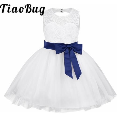Toddler Baby Girls Dress Flower Dress Party Birthday Wedding Princess Toddler Newborn Bowknot Floral Lace Formal Party Dresses