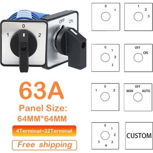 LW28-63 LW26-63 YMW26 Cam Switch series 63A 1 2 3 4 5 6 7 8 -Position Mounting Rotary Select Changeover Electrician Using Tools