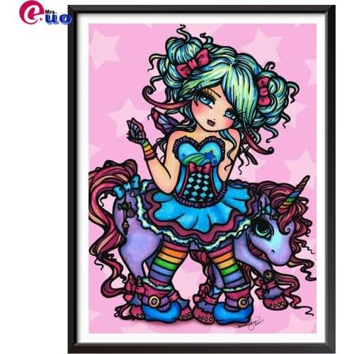 Square Diy Diamond Painting Cross Stitch unicorn 5D Diamond Embroidery Cartoon girl Full Rhinestone mosaic pattern Needlework