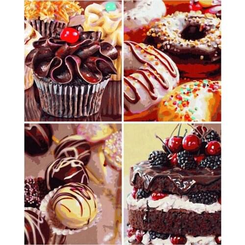 Full Square/round Diamond Painting Donuts Macaron Cake Diamond Embroidery Handicraft Wall Art Poster for Kitchen Home Decor