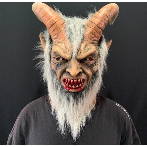 Lucifer Cosplay latex Masks Halloween Costume Scary demon devil movie cosplay Horrible Horn mask Adults Party props