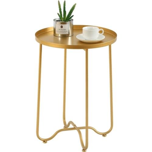 Nordic Iron Art Small Coffee Table Foldable Luxury Gold Color Simple Sofa Side Table Living Room Balcony Garden Round Tables