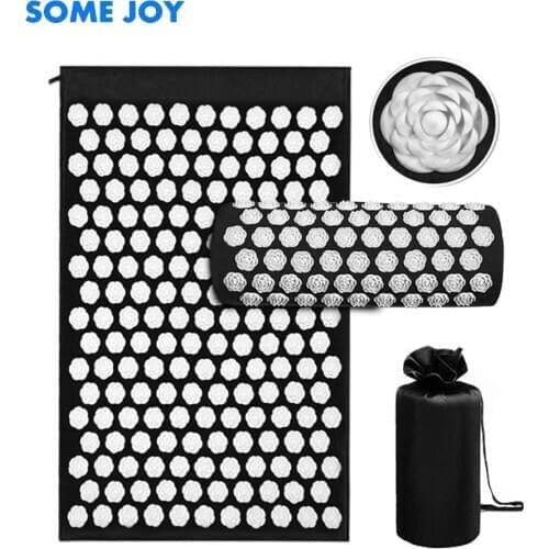 Massager Cushion Massage Acupressure Relieve Stress Back Body Pain Spike Mat Acupuncture Meditation Pad Yoga Mat Black Purple