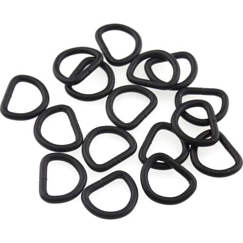 100pcs Metal Dee D Ring Buckle Webbing 11mm Black Backpack Bag Shoes Parts Leather Craft Strap Pets Collar DIY Sewing Accessory