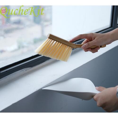 2pcs Mini Broom Shovel Set With Bamboo Handle Portable Plastic Dust Shovel+Bamboo Broom Kitchen Home Cleaning Brush Cleaner Tool